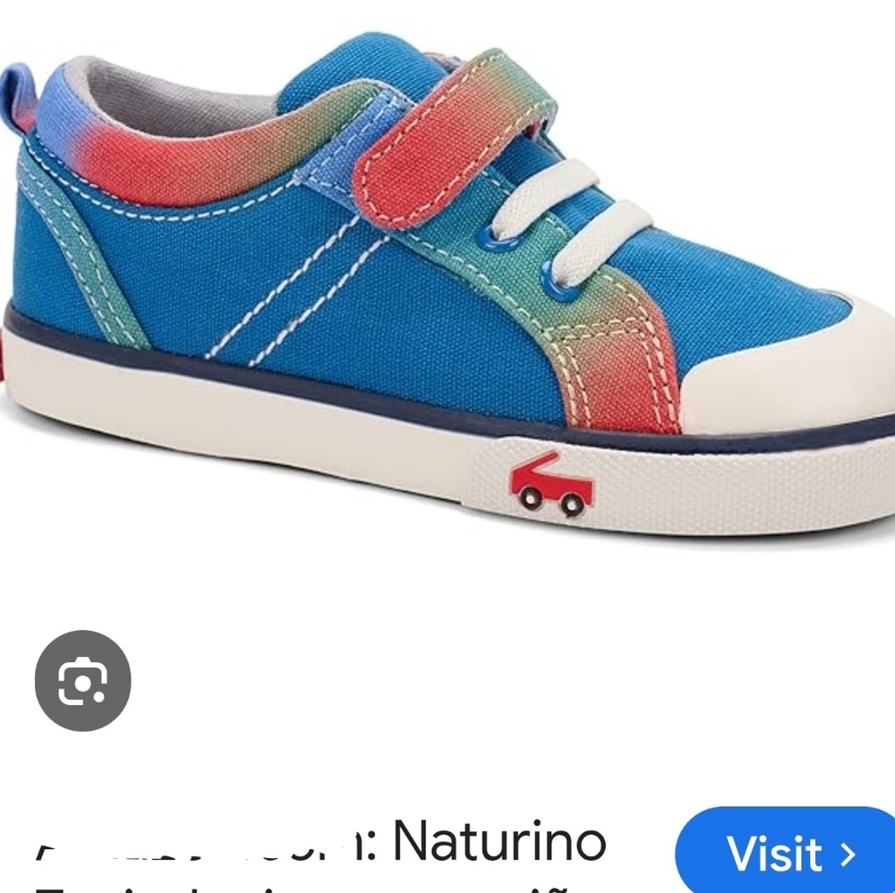 See Kai Run Kids Blue Canvas Sneakers with Rainbow Straps